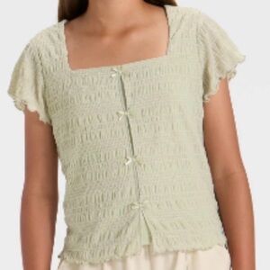 Art Class Girl’s Sage Green Bow Tie front top